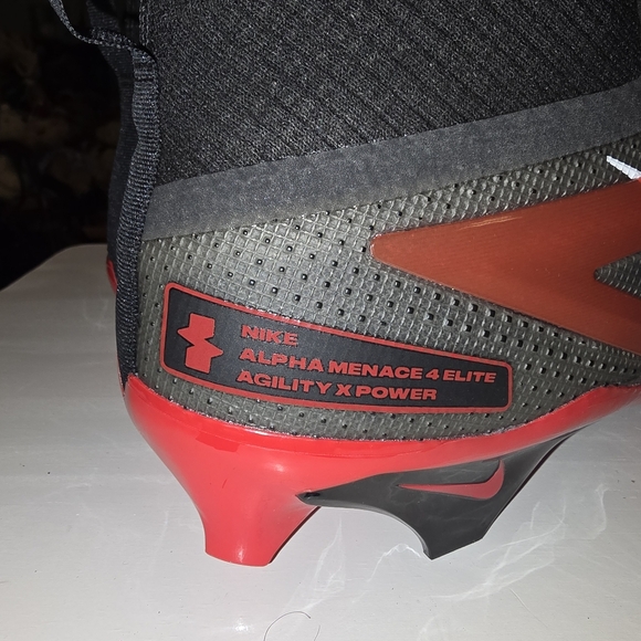 NEW! Nike Alpha Menace Pro 3 Black Red Football Cleats Men's Size 13 - Picture 6 of 8